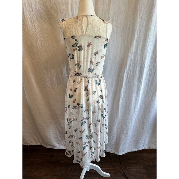 Disney Cinderella White Hi Lo‎ Semi Sheer Butterflies Dress Ruffle Princess XS - Picture 6 of 12